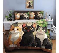 BJCJGGL Super King Size Duvet Set Black Cat Bedding for Aldult Kids - Duvet Cover with Zipper Closure and 2 Pillowcases 19.7"x 29.5" - Hypoallergenic Microfiber Cover 102.3"x 86.6"