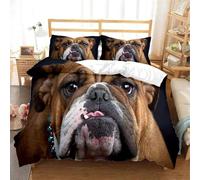 BJCJGGL Super King Size Duvet Set English Bulldog Bedding for Aldult Kids - Duvet Cover with Zipper Closure and 2 Pillowcases 19.7"x 29.5" - Hypoallergenic Microfiber Cover 102.3"x 86.6"