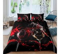 BJCJGGL Super King Size Duvet Set Red Wine Bedding for Aldult Kids - Duvet Cover with Zipper Closure and 2 Pillowcases 19.7"x 29.5" - Hypoallergenic Microfiber Cover 102.3"x 86.6"