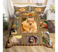 BJCJGGL Super King Size Duvet Set Squirrel Bedding for Aldult Kids - Duvet Cover with Zipper Closure and 2 Pillowcases 19.7"x 29.5" - Hypoallergenic Microfiber Cover 102.3"x 86.6"