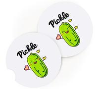 BJDAMAI 2 Pack Pickle Car Cup Holder Coaster, Cute Pickle Car Interior Accessories Drink Coaster for Women & Men, Pickle Lovers Themed Gifts Stuff Accessories Things Merchandise Items!