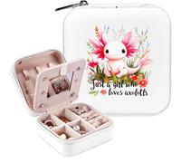 BJDAMAI Axolotl Jewelry Box, Gifts For Teens Girls Age 8-12, Axolotl Lovers Stuff Items Accessories Things Merchandise Decor Merch, Travel Ring Earrings Necklace Organizer Holder!