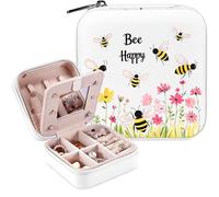 BJDAMAI Bee Jewelry Box, Gifts For Women Teens Girls Age 8-12, Bumble Bee Lovers Themed Stuff Items Accessories Things Merchandise Decor Merch, Travel Ring Earrings Necklace Organizer Holder!