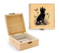BJDAMAI Cat Trinket Keepsake Decorative Jewelry Box, Gifts For Women, Cat Lovers Themed Decor Decorations, Home Room Ring Earrings Necklace Organizer Holder Vintage Wooden Box!