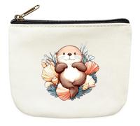 BJDAMAI Coin Purse Pouch Bag Holder for Teens Girls Women Kids, Animal Lovers Gifts Stuff Decor, Small Mini Purse Coin Card Key Headset Lipstick!, Otter, Modern