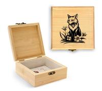 BJDAMAI Fox Trinket Keepsake Decorative Jewelry Box, Gifts For Women, Fox Lovers Themed Decor Decorations, Home Room Ring Earrings Necklace Organizer Holder Vintage Wooden Box!