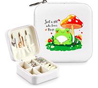 BJDAMAI Frog Jewelry Box, Gifts For Kids Teens Girls Age 8-12, Frog Lovers Stuff Items Accessories Things Merchandise Decor Merch, Travel Ring Earrings Necklace Organizer Holder!