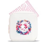 BJDAMAI Mini Makeup Bag, Cute Portable Zipper Pouch Cosmetic Bag For Teen Girls Kids, Small Storage Bag For Sanitary Pad, Coin, Lipstick, Jewelry!, Axolotl, Cute