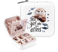 BJDAMAI Otter Jewelry Box, Gifts For Teens Girls, Otter Lovers Stuff Items Accessories Things Merchandise Decor Merch, Travel Ring Earrings Necklace Organizer Holder!