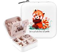 BJDAMAI Red Panda Jewelry Box, Gifts For Teens Girls Age 8-12, Red Panda Lovers Stuff Items Accessories Things Merchandise Decor Merch, Travel Ring Earrings Necklace Organizer Holder!
