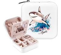 BJDAMAI Shark Jewelry Box, Gifts For Teens Girls, Shark Lovers Stuff Items Accessories Things Merchandise Decor Merch, Travel Ring Earrings Necklace Organizer Holder!