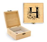 BJDAMAI Trinket Keepsake Decorative Memory Jewelry Storage Box, Party Travel Weekend Office Home Anniversary Friendship Gifts Essentials (Letter H)