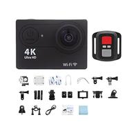BJdfgE 4K Action Camera with Image Stabilization, 30M Waterproof, 2.0 Inch Screen, 30FPS Video Recording(With 32G Card; Black-telecontrol)