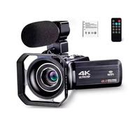 BJdfgE 4K Ultra HD Video Camera 30MP WiFi 16X Digital Zoom DV Camcorder 270 Degree Rotation Touch Screen(Lens Microphone)