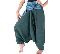 Bjelly Harem Pants for Women and Men Mens Parachute Pants Traditional Loose Harem 100% Cotton (Sea Green)