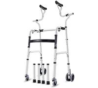 BJH Seniors Walker with Axillary Support, Folding Heavy Duty Aluminum Crutch with Wheels, Tall People Stand Upright Walker, Load 190kg Interesting