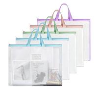 BJHYIZ 5 Pcs A3 EVA Mesh Art Portfolio Bag, 13 x 18 Inch Transparent Painting Folder with Zipper Art Portfolio Case Handbag Files Drawing Board Bag for Documents Posters