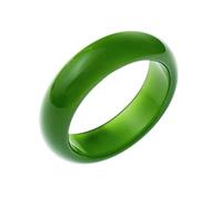BJIMIDTI Jade Ring- Natural Green/White Hetian Jade, Green Jade Rings for Women Men, Jade Jewelry Crafts Gifts for Women(Ring Size:5-12), 9 UK, Jade, Green Chalcedony