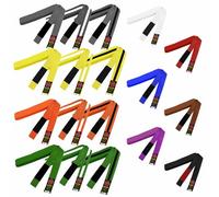 BJJ Martial Arts Colour Belt Child & Adult Size Brazilian Jiu-Jitsu Ranking Coloured Grading Poly Cotton 45mm Wide 9 Rows of Stitching For Durable Strength 10mm Wide Black Round Stripe One End of Belt