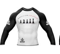 BJJ Rash Guard for Men - Long Sleeve MMA Compression Top for Brazilian Jiu Jitsu & No-Gi Training Chess Red