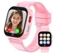 BJLBOJEY Kids Smart Watch for Boys Girls, 4G Kids Phone Watch with GPS Tracker Two Way Call Video Calling Voice Chat Class Mode Pedometer Games Alarm Clock, Smartwatches for 4-12 Year Olds, Pink
