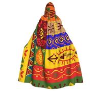 BJNGHKLN African National Patterns Print Halloween Hooded Cloak For Adults - Wizard Witch Halloween Cape Cosplay Party Costume