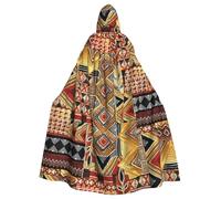 BJNGHKLN African Textile Patchwork Print Halloween Hooded Cloak For Adults - Wizard Witch Halloween Cape Cosplay Party Costume