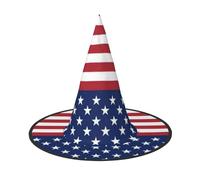 BJNGHKLN American Flag Stars Stripes Print Halloween Witch Hat For Women Party Hat For Halloween Festivities Cosplay Costume Ensemble
