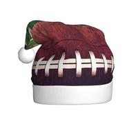 BJNGHKLN American Football Field And Ball Print Santa Hat For Adults Festive Christmas Party Hat Xmas Holiday Decorations Hat