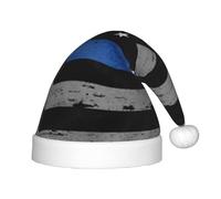 BJNGHKLN American Thin Blue Line Flag Print Christmas Hat For Kids Festive Christmas Party Hat Xmas Holiday Decorations Hat