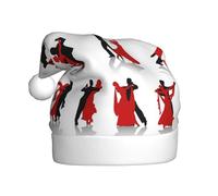 BJNGHKLN Ballroom Dance Print Santa Hat For Adults Festive Christmas Party Hat Xmas Holiday Decorations Hat