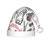 BJNGHKLN Barber Shop Monochrome Style Print Christmas Hat For Kids Festive Christmas Party Hat Xmas Holiday Decorations Hat