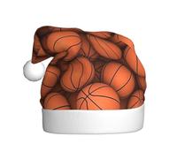 BJNGHKLN Basketball Orange Print Santa Hat For Adults Festive Christmas Party Hat Xmas Holiday Decorations Hat