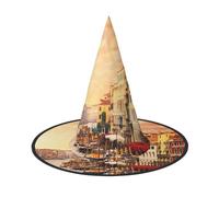 BJNGHKLN Beautiful Venice Canal View Print Halloween Witch Hat For Women Party Hat For Halloween Festivities Cosplay Costume Ensemble