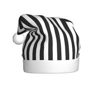 BJNGHKLN Black & White Stripe Print Santa Hat For Adults Festive Christmas Party Hat Xmas Holiday Decorations Hat