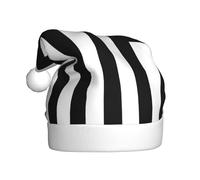 BJNGHKLN Black & White Stripe Print Santa Hat For Adults Festive Christmas Party Hat Xmas Holiday Decorations Hat