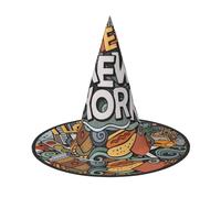 BJNGHKLN Cartoon Cute New York American Theme Art Print Halloween Witch Hat For Women Party Hat For Halloween Festivities Cosplay Costume Ensemble