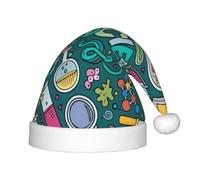 BJNGHKLN Cartoon Science Theme Print Christmas Hat For Kids Festive Christmas Party Hat Xmas Holiday Decorations Hat