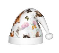 BJNGHKLN Cat Butterfly Print Christmas Hat For Kids Festive Christmas Party Hat Xmas Holiday Decorations Hat