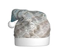 BJNGHKLN Clear Sea Water Print Santa Hat For Adults Festive Christmas Party Hat Xmas Holiday Decorations Hat