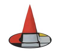 BJNGHKLN Composition In Red Yellow Blue And Black Print Halloween Witch Hat For Women Party Hat For Halloween Festivities Cosplay Costume Ensemble