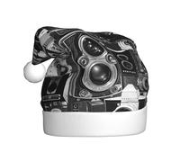 BJNGHKLN Cool Camera Collection Print Santa Hat For Adults Festive Christmas Party Hat Xmas Holiday Decorations Hat