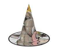 BJNGHKLN Cow Sunflower House Print Halloween Witch Hat For Women Party Hat For Halloween Festivities Cosplay Costume Ensemble