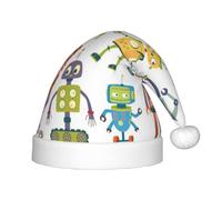 BJNGHKLN Cute Cartoon Robots Print Christmas Hat For Kids Festive Christmas Party Hat Xmas Holiday Decorations Hat