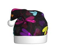 BJNGHKLN Cute Dragonfly Print Santa Hat For Adults Festive Christmas Party Hat Xmas Holiday Decorations Hat