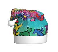 BJNGHKLN Dancing Thanksgiving Bear Print Santa Hat For Adults Festive Christmas Party Hat Xmas Holiday Decorations Hat