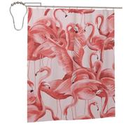 BJNGHKLN Flamingo Print Shower Curtain 182 X 152 Cm Bathroom Shower Curtain Waterproof Polyester Fabric Bathtub Curtain, Washable, Quick Dry, Bathtub Decor With 12 Hooks