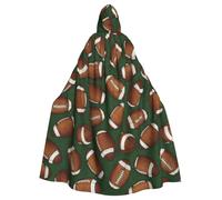 BJNGHKLN Football Green Print Halloween Hooded Cloak For Adults - Wizard Witch Halloween Cape Cosplay Party Costume