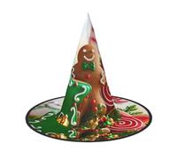 BJNGHKLN Gingerbread Man Candy Print Halloween Witch Hat For Women Party Hat For Halloween Festivities Cosplay Costume Ensemble