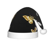 BJNGHKLN Gold White Butterflies Black Print Christmas Hat For Kids Festive Christmas Party Hat Xmas Holiday Decorations Hat